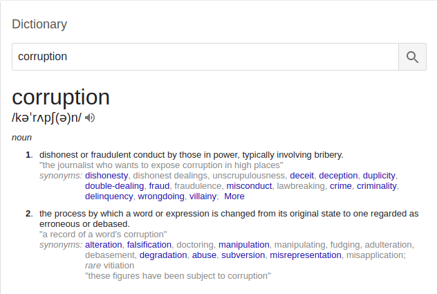 "definition of corruption"